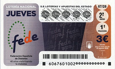 Lotería Nacional con el 40 aniversario de la Federación Española de Diabetes